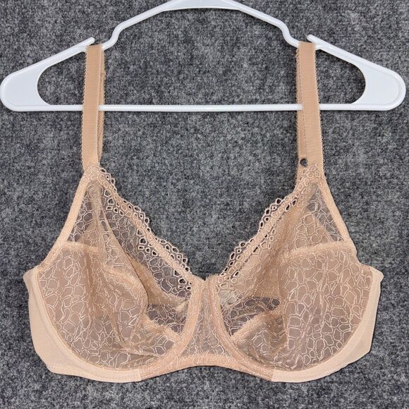 Wacoal Vintage Extravaganza Bra 34D  Beige Sheer Underwire - Picture 1 of 7